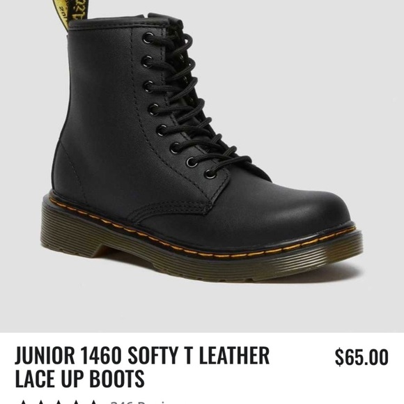 JUNIOR 1460 SOFTY T LEATHER LACE UP BOOTS Size 3 - Picture 1 of 12